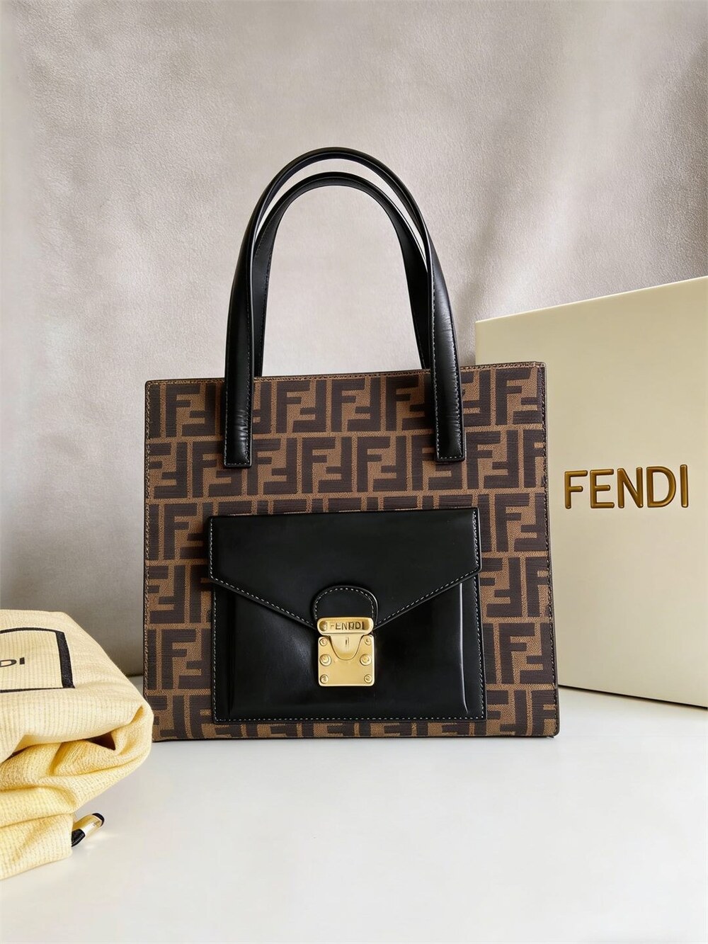 Fendi Vintage Zucca Flip Lock Tote
